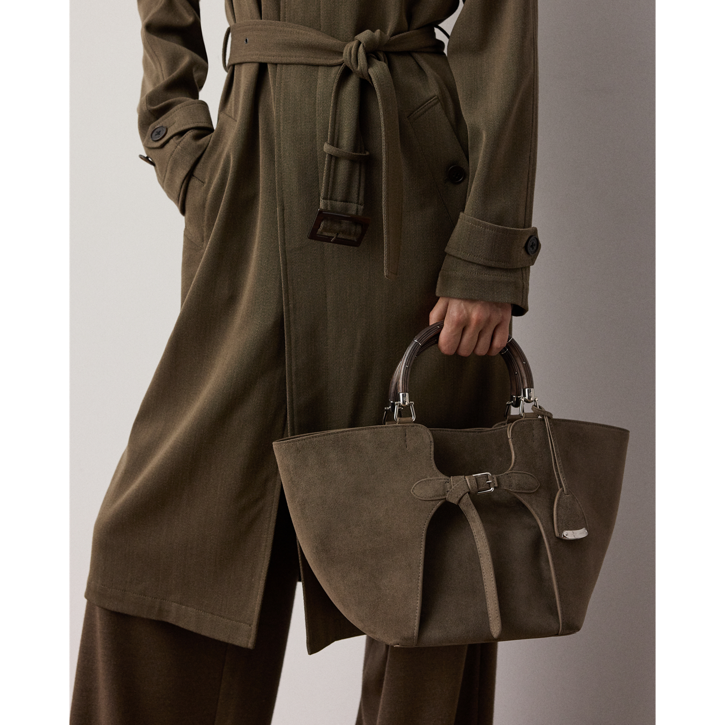 Женская сумка Ralph Lauren The Ralph Calf-Suede Tote, цвет: Тёмный серо-коричневый — фото 5