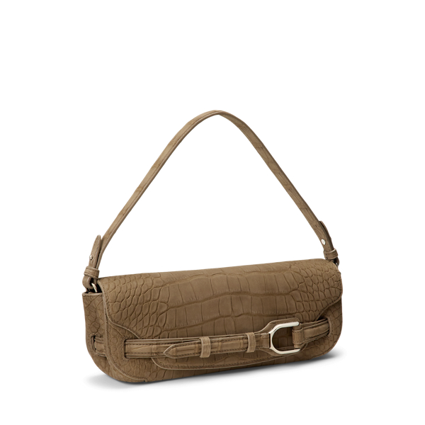 Dark Taupe Welington Nubuck Alligator Clutch Ralph Lauren Collection 3