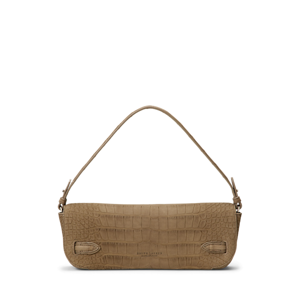 Dark Taupe Welington Nubuck Alligator Clutch Ralph Lauren Collection 4