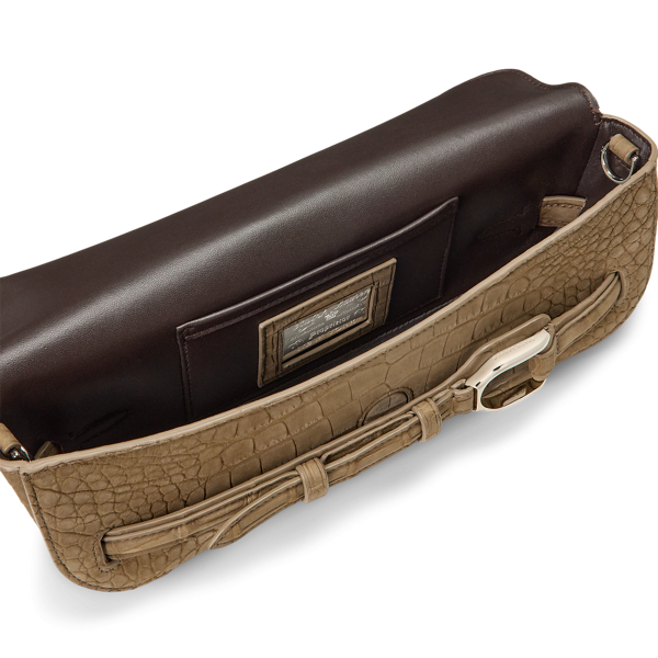 Dark Taupe Welington Nubuck Alligator Clutch Ralph Lauren Collection 5