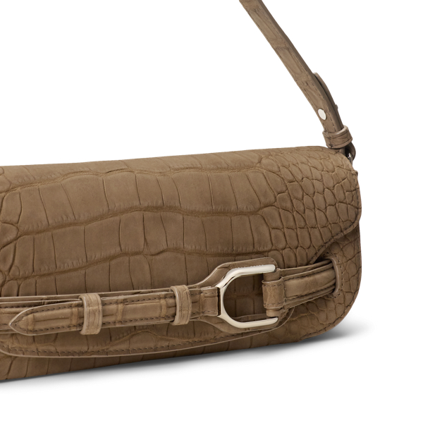 Dark Taupe Welington Nubuck Alligator Clutch Ralph Lauren Collection 6