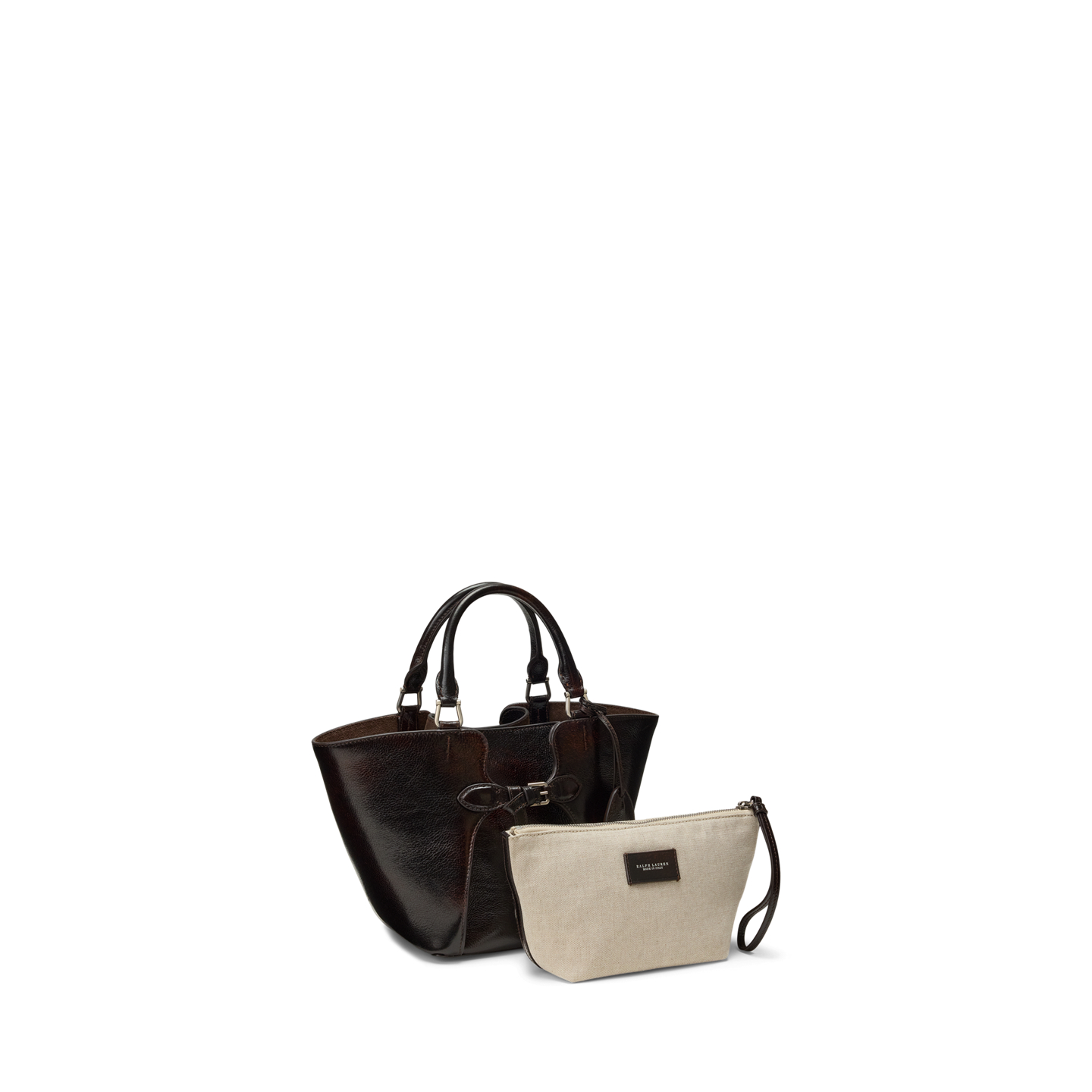 Женская сумка Ralph Lauren The Ralph Distressed Leather Mini Tote, цвет: Винтажный коричневый — фото 1