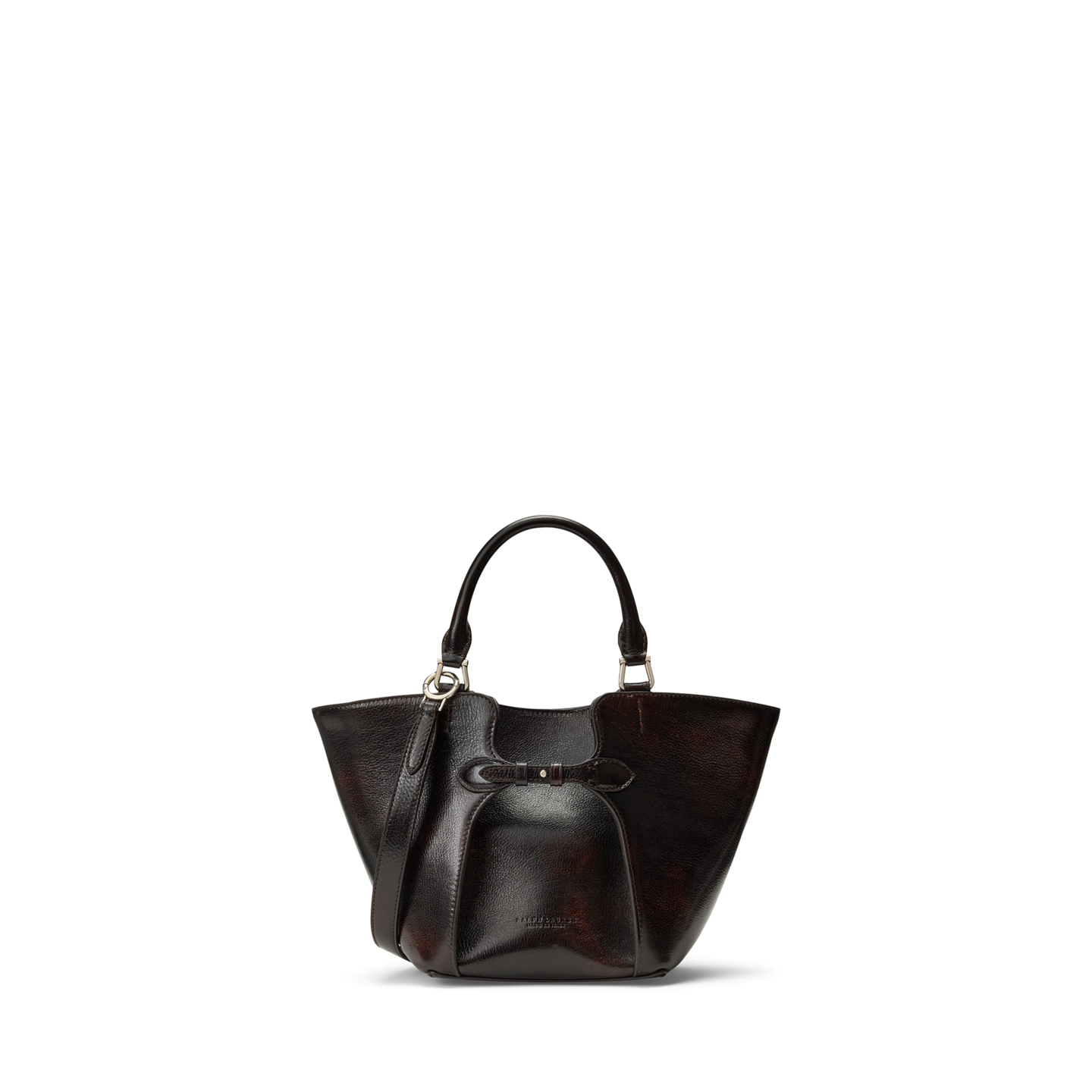 Женская сумка Ralph Lauren The Ralph Distressed Leather Mini Tote, цвет: Винтажный коричневый — фото 2