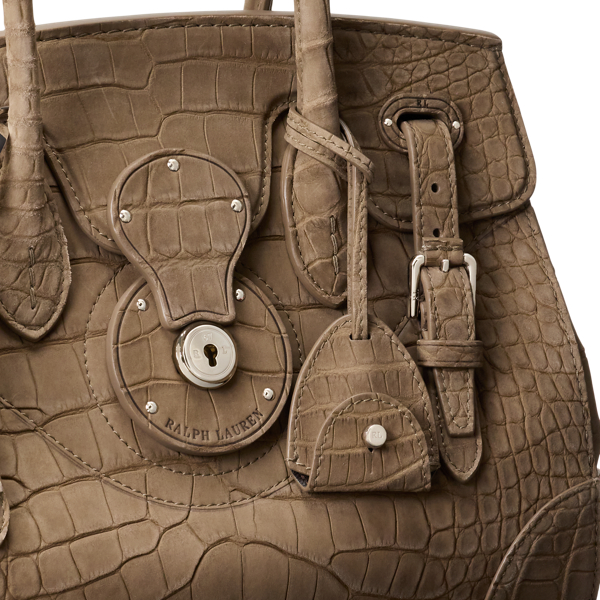 Dark Taupe Soft Ricky 27 Nubuck Alligator Bag Ralph Lauren Collection 6