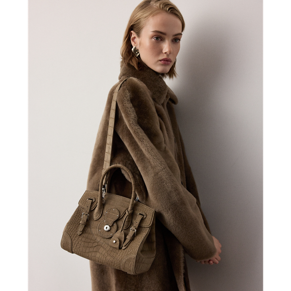 Dark Taupe Soft Ricky 27 Nubuck Alligator Bag Ralph Lauren Collection 8