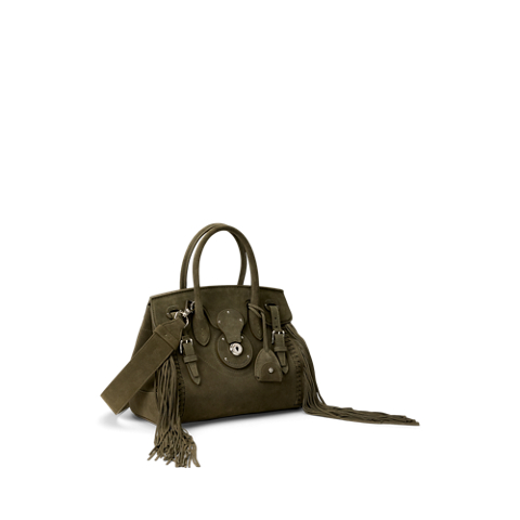 Женская сумка Ralph Lauren Soft Ricky 27 Fringe-Trim Calf-Suede, цвет: Кипарисовый