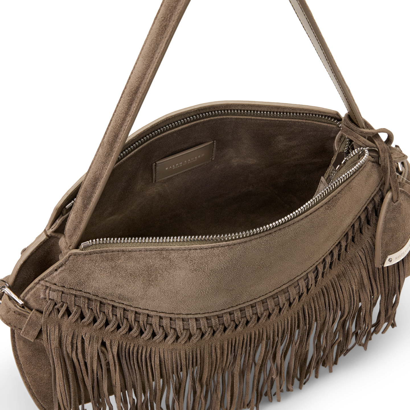 Женская сумка Ralph Lauren The Ralph Calf-Suede Small Shoulder, цвет: Тёмный серо-коричневый — фото 2