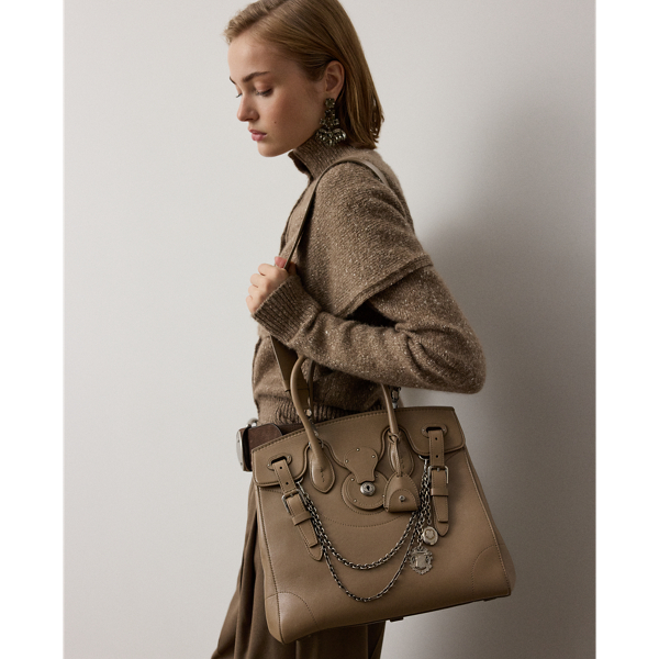Taupe Extra-Soft Ricky 33 Washed Leather Bag Ralph Lauren Collection 7
