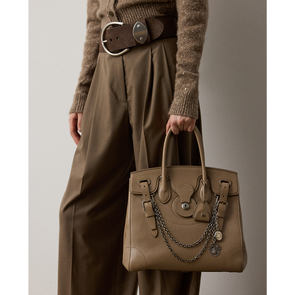 Taupe Extra-Soft Ricky 33 Washed Leather Bag Ralph Lauren Collection 8