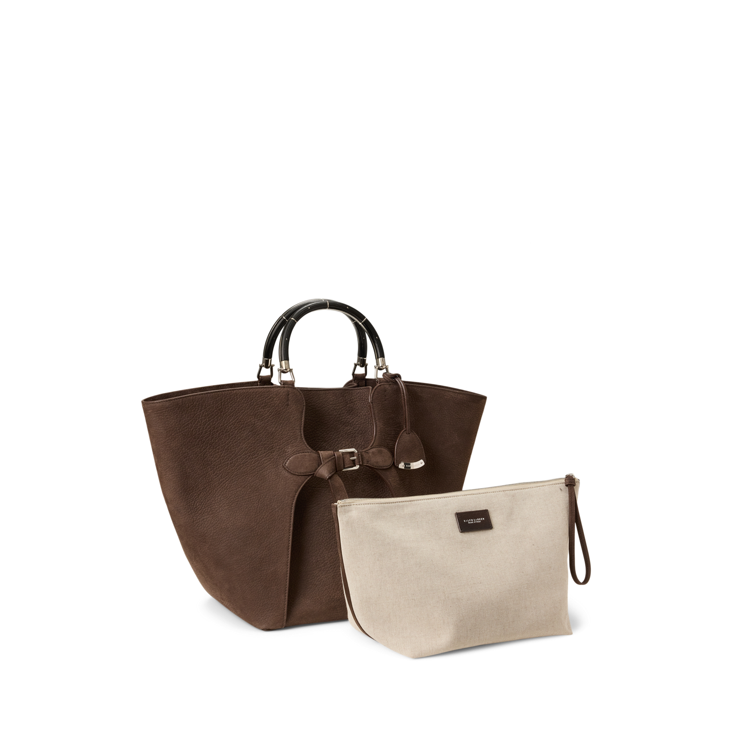 Женская сумка Ralph Lauren The Ralph Nubuck Pebbled Large Tote, цвет: Светло-коричневый — фото 1