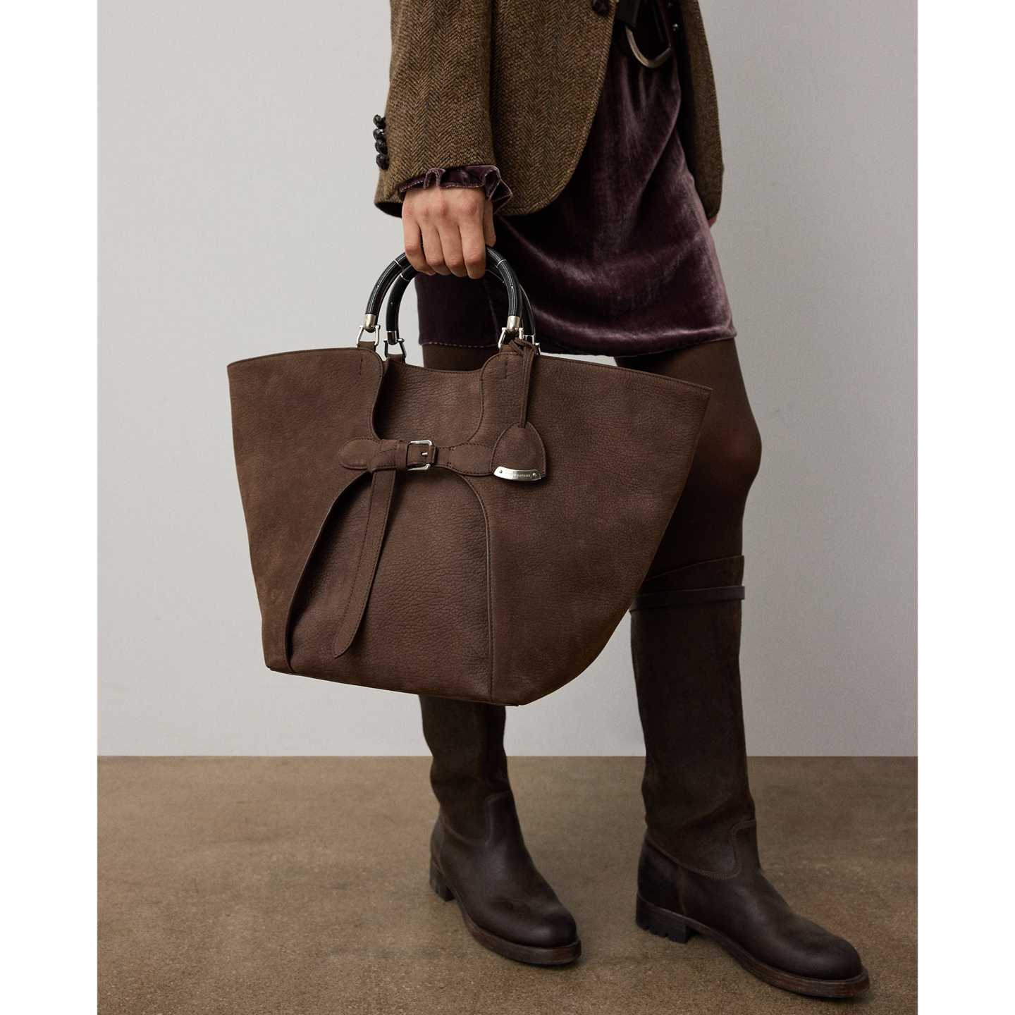 Женская сумка Ralph Lauren The Ralph Nubuck Pebbled Large Tote, цвет: Светло-коричневый — фото 5