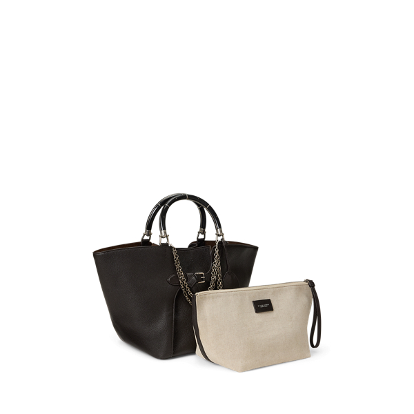 Chocolate The Ralph Chain-Trim Goatskin Tote Ralph Lauren Collection 3