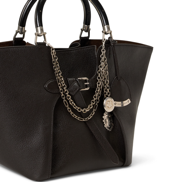 Chocolate The Ralph Chain-Trim Goatskin Tote Ralph Lauren Collection 6