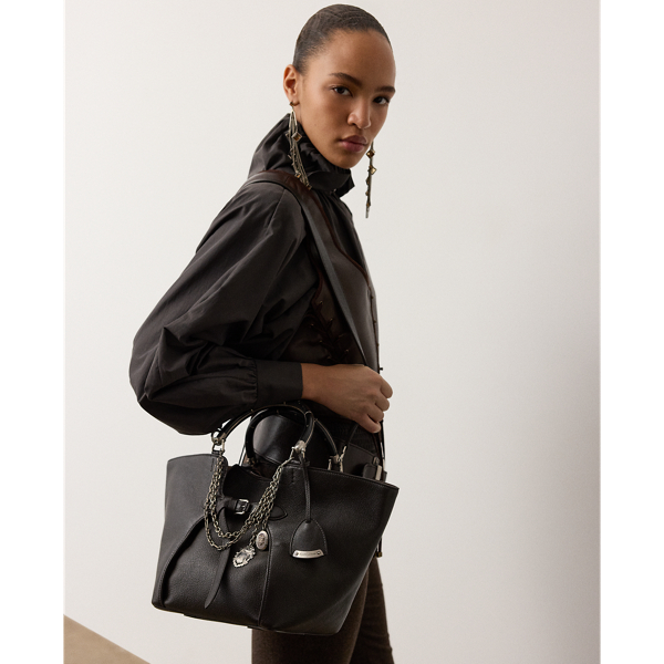 Chocolate The Ralph Chain-Trim Goatskin Tote Ralph Lauren Collection 8