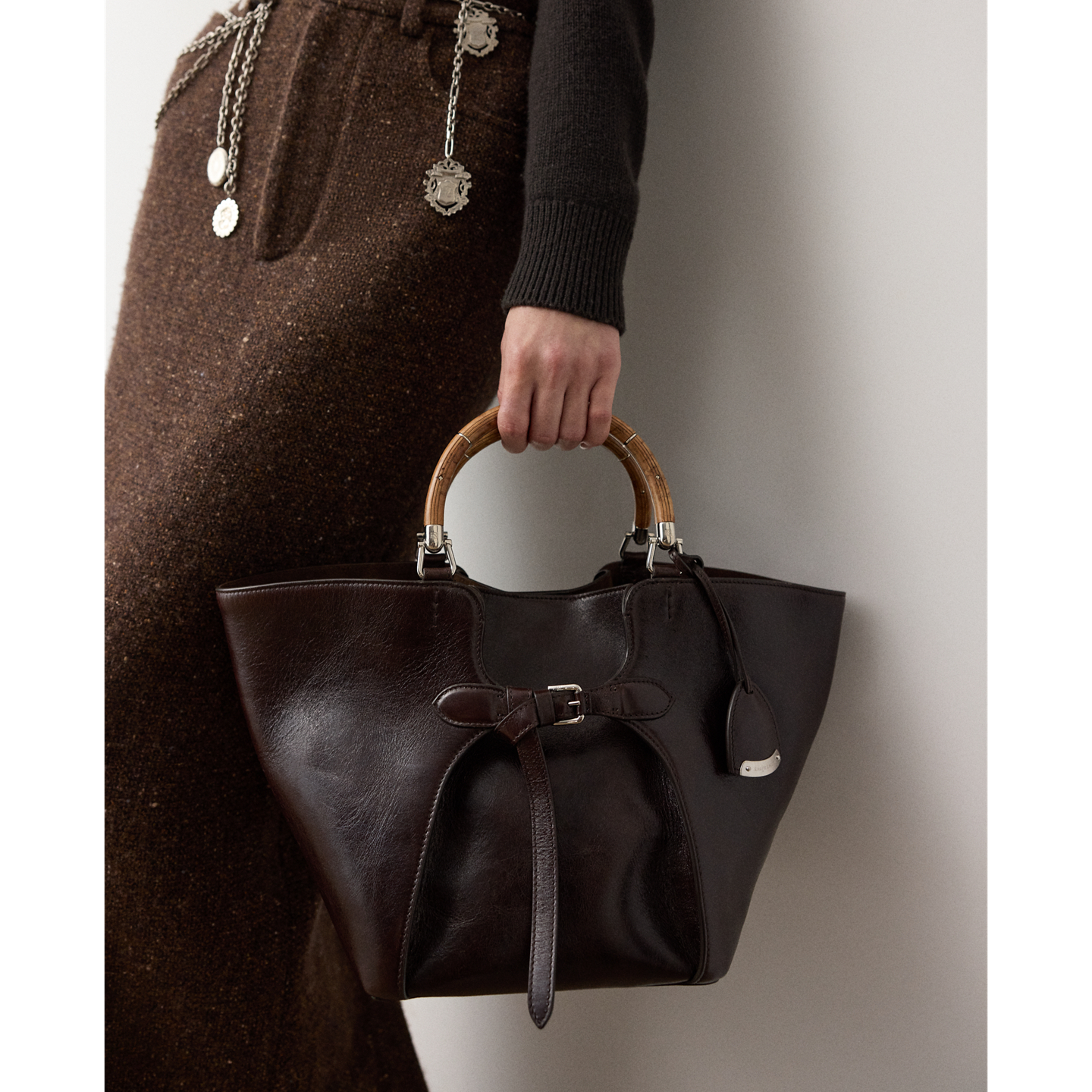 Женская сумка Ralph Lauren The Ralph Washed Leather Tote, цвет: Светло-коричневый — фото 5