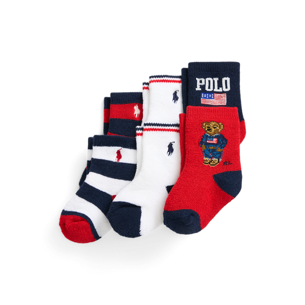 Americana Polo Bear Ankle Sock 6-Pack Baby Boy 1