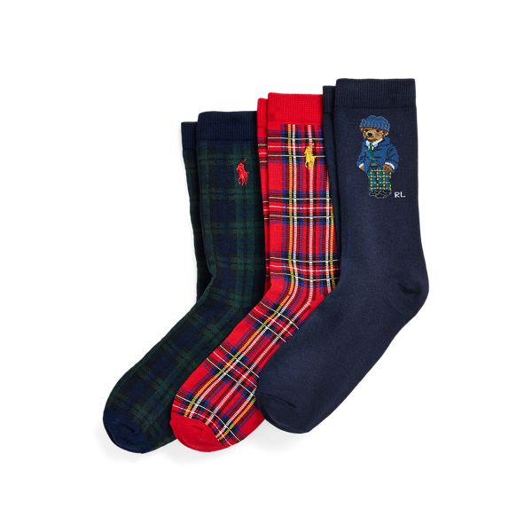 Assorted Polo Bear Crew Sock 3-Pack Boys 8-20 1