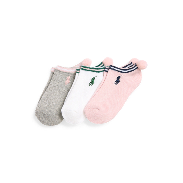 Assorted Pom-Pom Ankle Sock 3-Pack Girls 2-6x 1