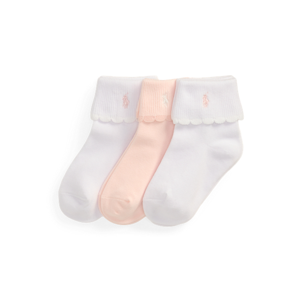 Scalloped-Cuff Crew Sock 3-Pack Girls 2-6x 1