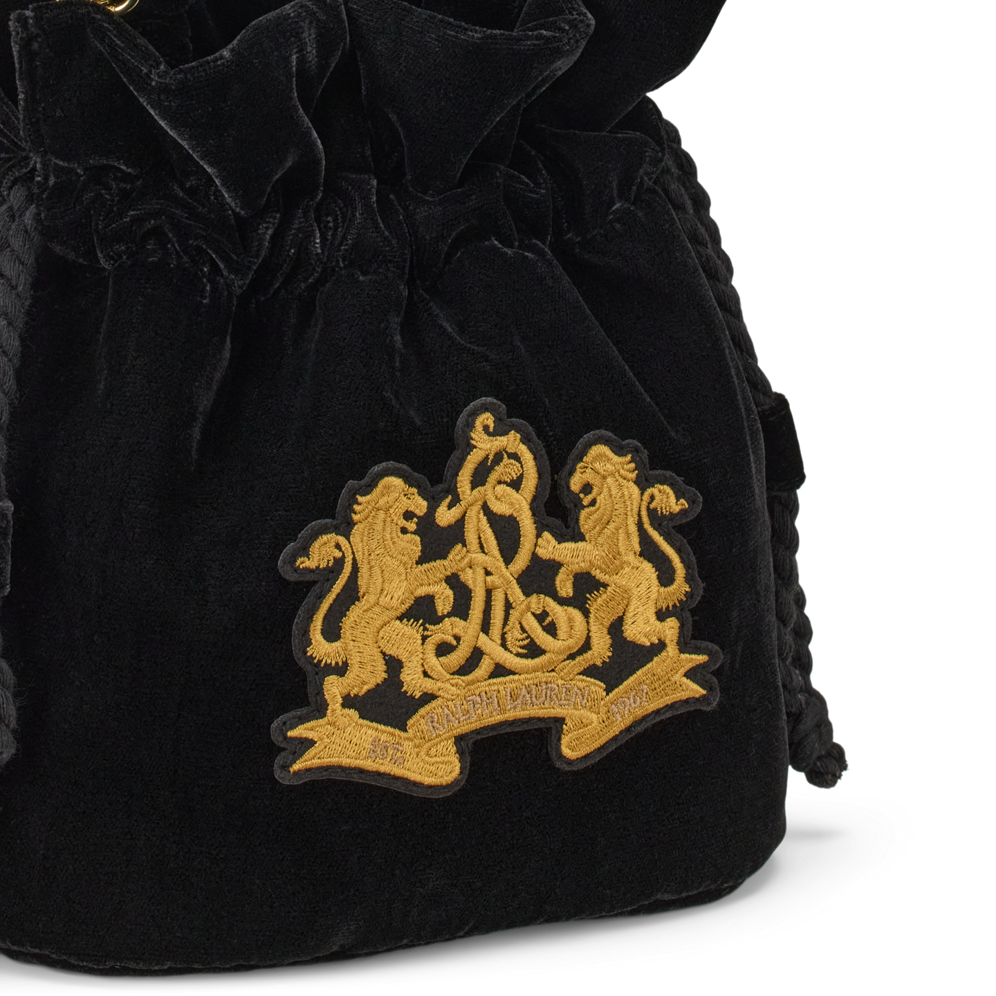 Детская сумка Ralph Lauren Embroidered Crest Logo Velvet, цвет: Чёрный — фото 4
