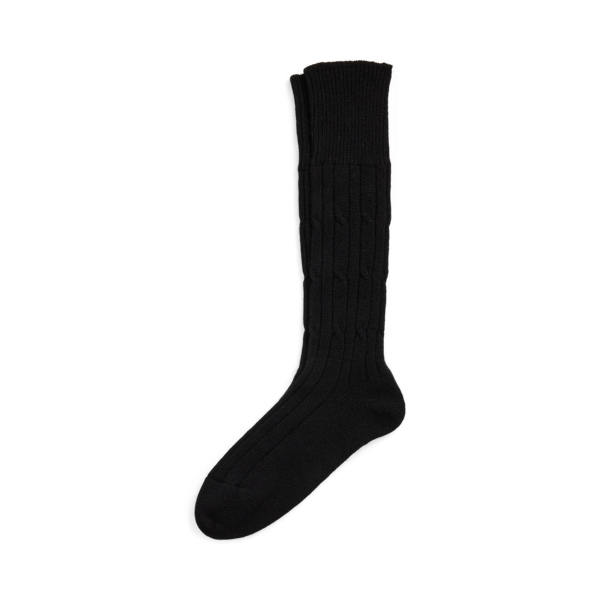 Black Hand-Cranked Cable-Knit Cashmere Socks Polo Ralph Lauren 1