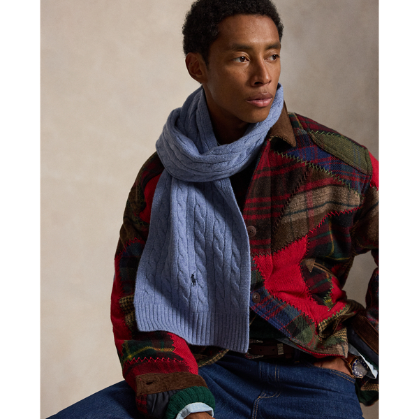 케이블 니트 울 블렌드 스카프