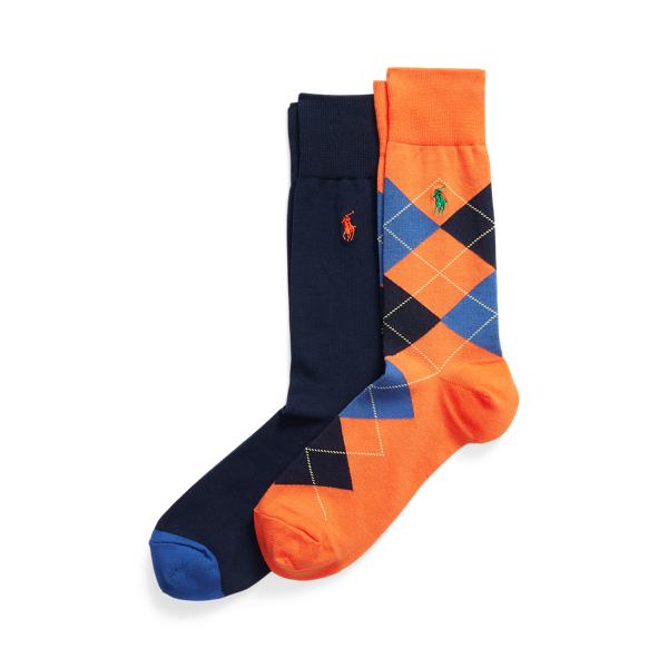 Orange/Navy Argyle Crew Sock 2-Pack Polo Ralph Lauren 1