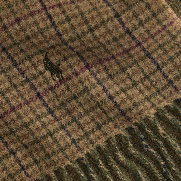 Polo Ralph Lauren 리버시블 울 블렌드 스카프 올리브 체크 2