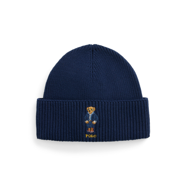 Polo Bear Rib Knit Cotton Beanie