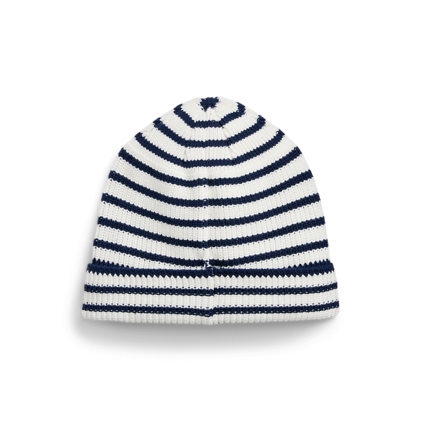 Ceram/navy Striped Rib-Knit Cotton Watch Cap Polo Ralph Lauren 2