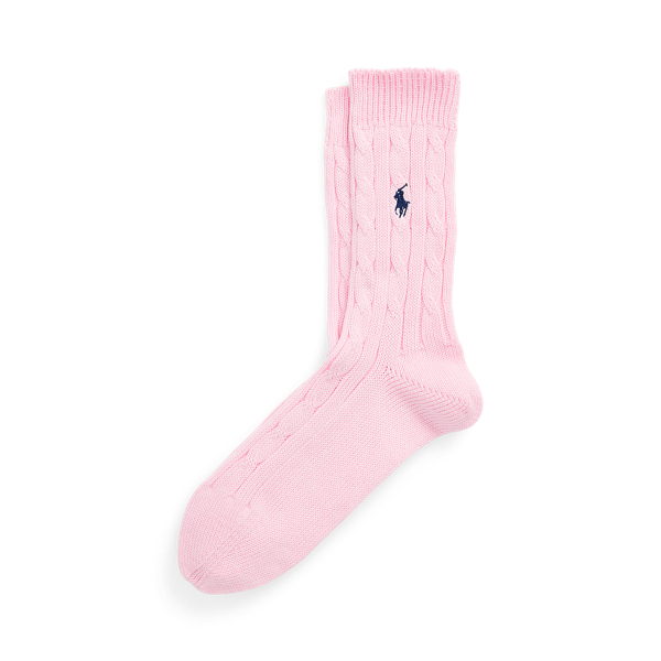 Cable-Knit Cotton-Blend Crew Socks