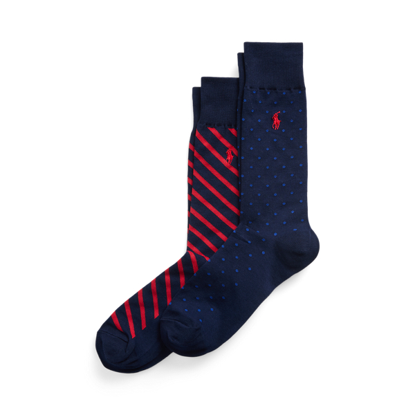 2 pares de meias &agrave;s bolinhas e riscas Polo Ralph Lauren em 1