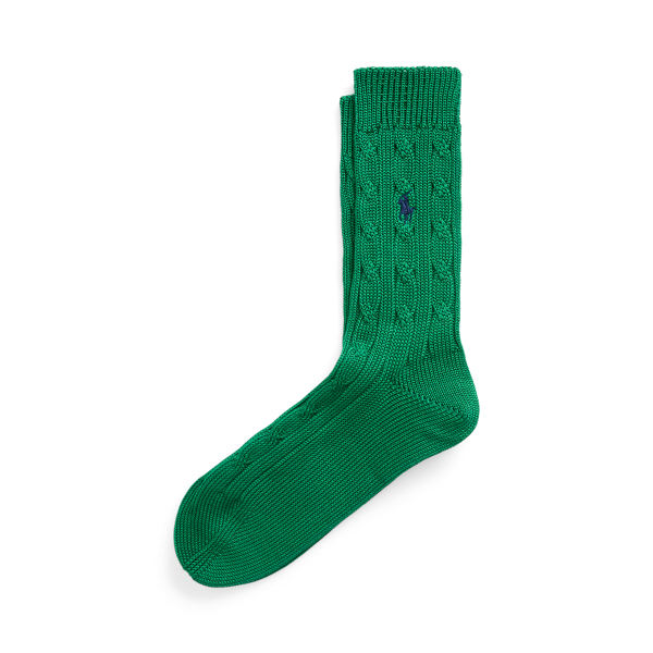 Cable-Knit Cotton-Blend Crew Socks