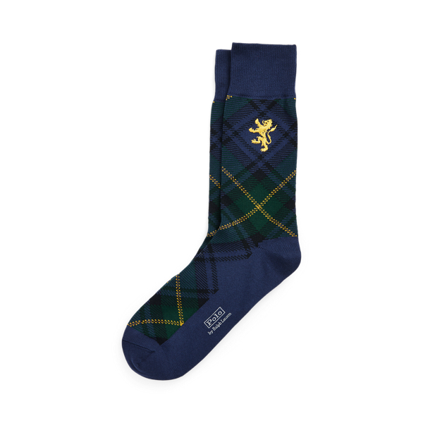 Navy Plaid Cotton-Blend Trouser Socks Polo Ralph Lauren for winter 1