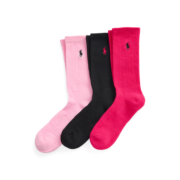 Wild Raspberry/Black Pink Pony Crew Sock 3-Pack Polo Ralph Lauren 1