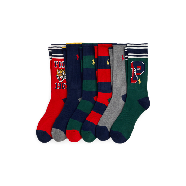 Assorted Tiger & Striped Crew Sock 6-Pack Polo Ralph Lauren 1