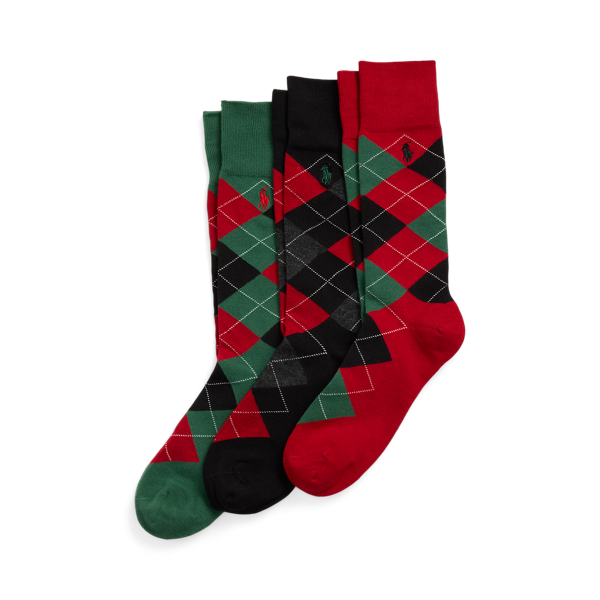 Cardinal Red Argyle Cotton-Blend Trouser Sock 3-Pack Polo Ralph Lauren 1