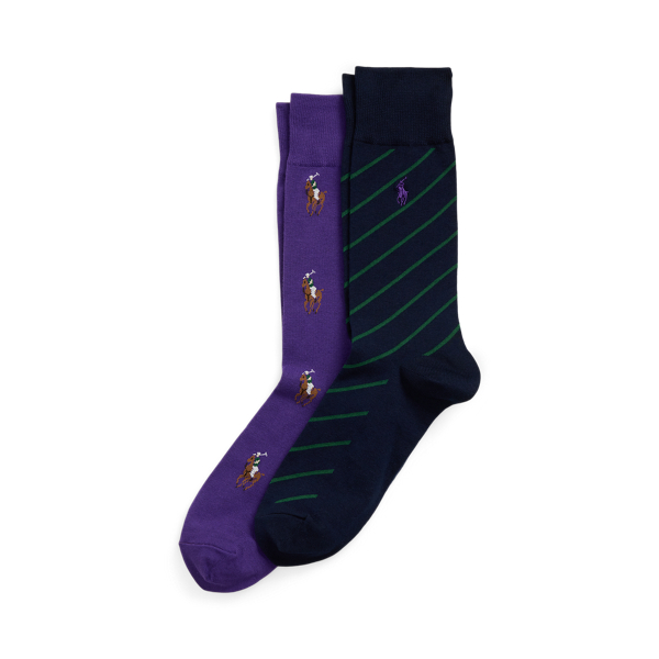 Deep Purple Allover Pony & Striped Sock 2-Pack Polo Ralph Lauren 1