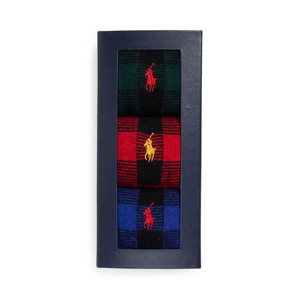 Assorted Buffalo Check Wool-Blend 3-Sock Gift Set Polo Ralph Lauren 1