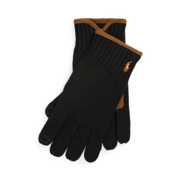 Suede-Trim Merino Wool Gloves