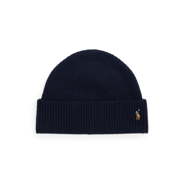 Polo Ralph Lauren Unisex Merino Cuffed Beanie Hat Multicolor Pony Logo Navy shops Blue