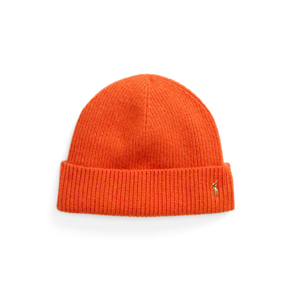 Ralph Lauren Men s Signature Pony Wool Blend Beanie One Size in College Orange