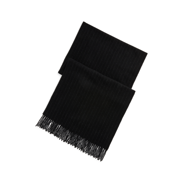 Black/ Charcoal Pinstripe Cashmere-Wool Scarf Polo Ralph Lauren 1