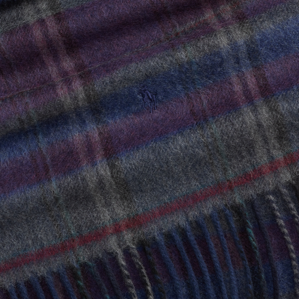 Navy Multi Plaid Wool-Cashmere Scarf Polo Ralph Lauren 4