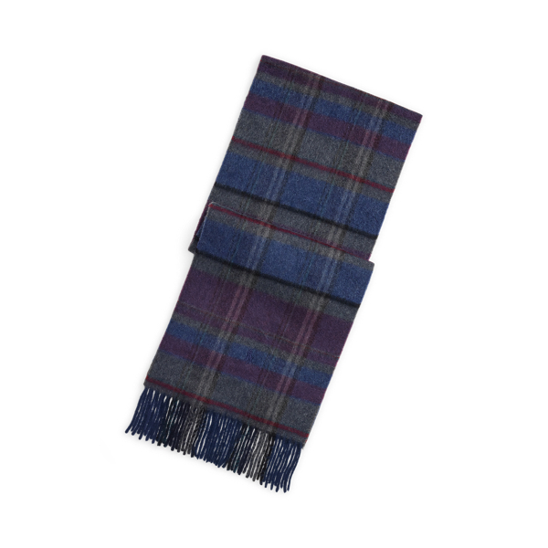 Navy Multi Plaid Wool-Cashmere Scarf Polo Ralph Lauren 1