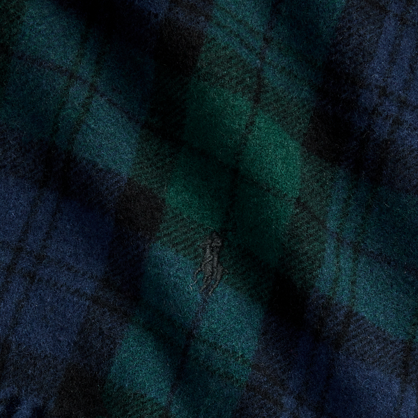 Plaid Fringe Wool Scarf