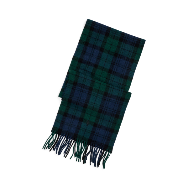 Blackwatch Plaid Fringe Wool Scarf Polo Ralph Lauren 1