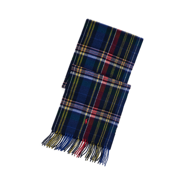 Plaid Fringe Wool Scarf