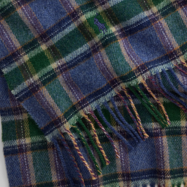 Plaid Fringe Wool Scarf