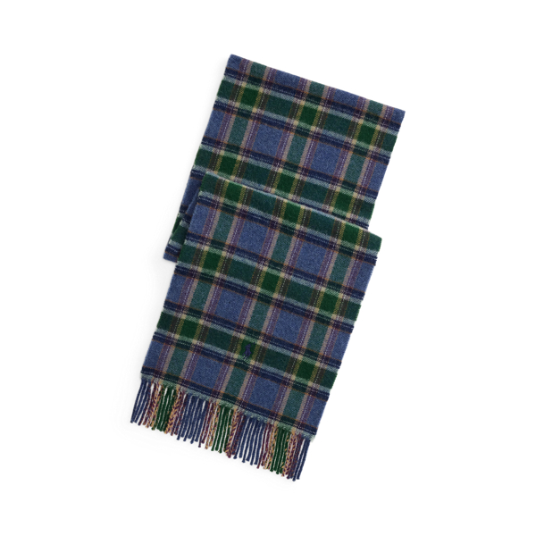 Plaid Fringe Wool Scarf